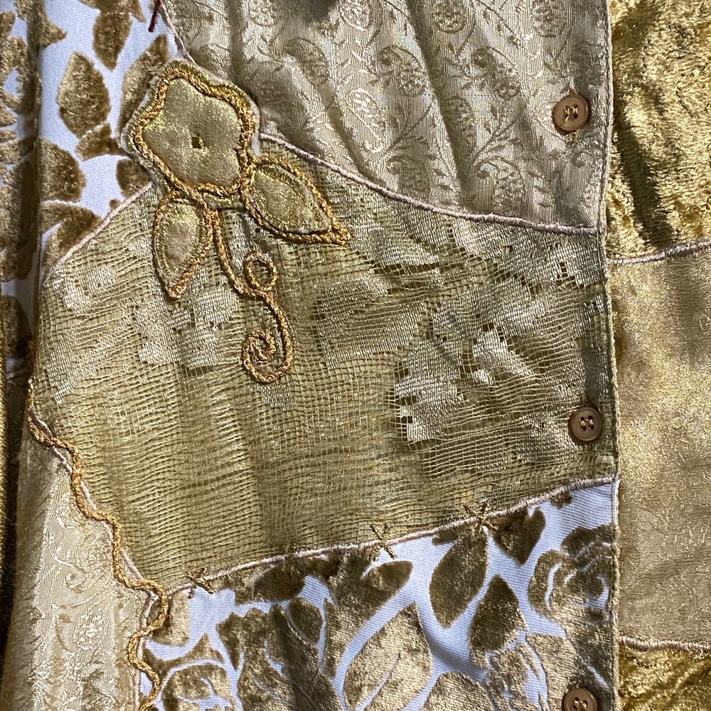 Roaman’s Fancy gold colored patchwork satiny velvety size 3X Pantsuit Set - Picture 8 of 16